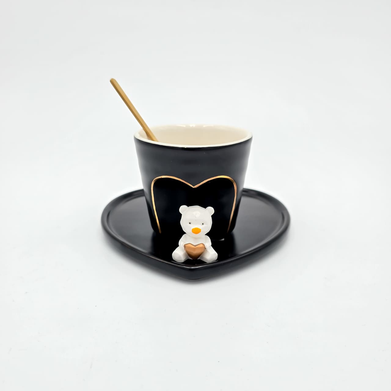 Ceasca cu farf TEDDY HEART si ling 100ml