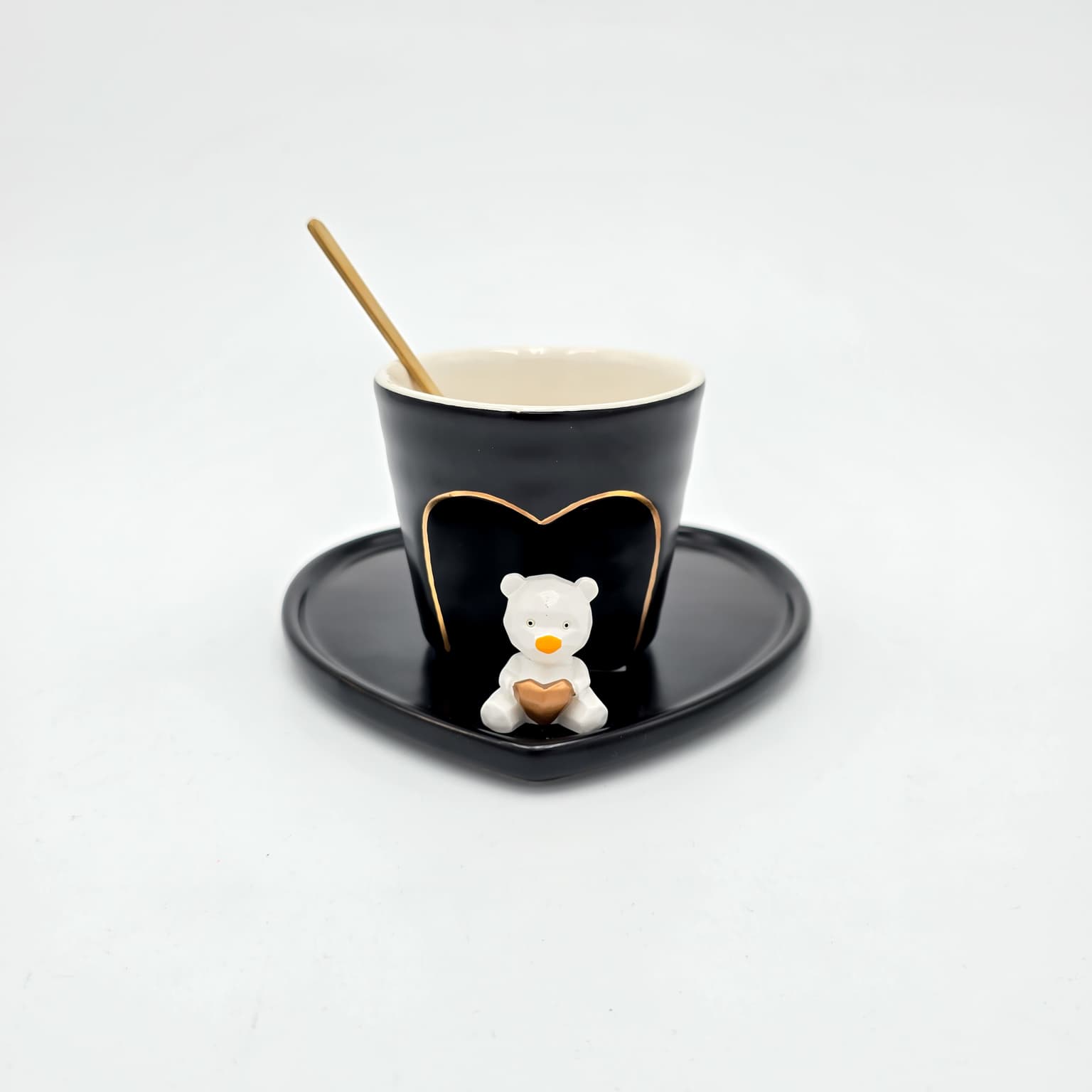 Ceasca cu farf TEDDY HEART si ling 100ml